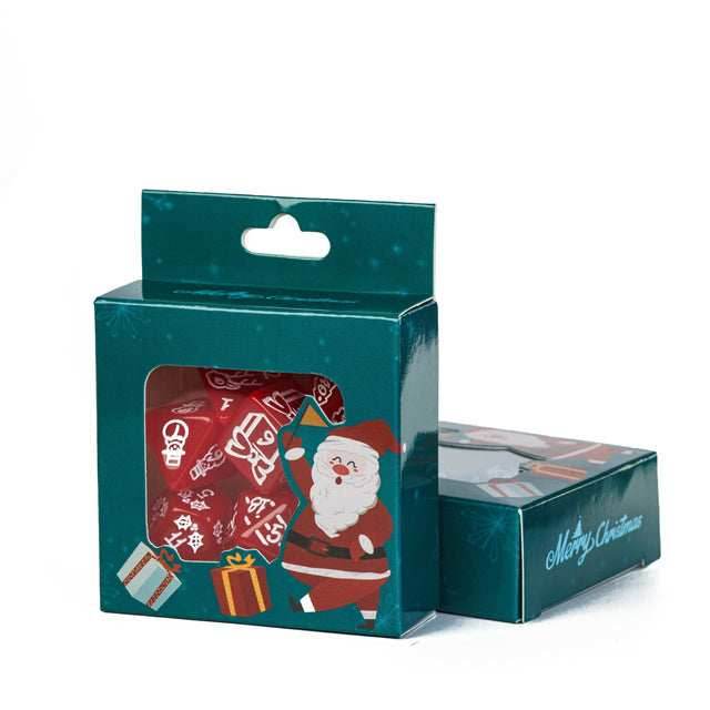 Red Christmas Dice w/White Presents Trees Snowman Holiday Festive - 
