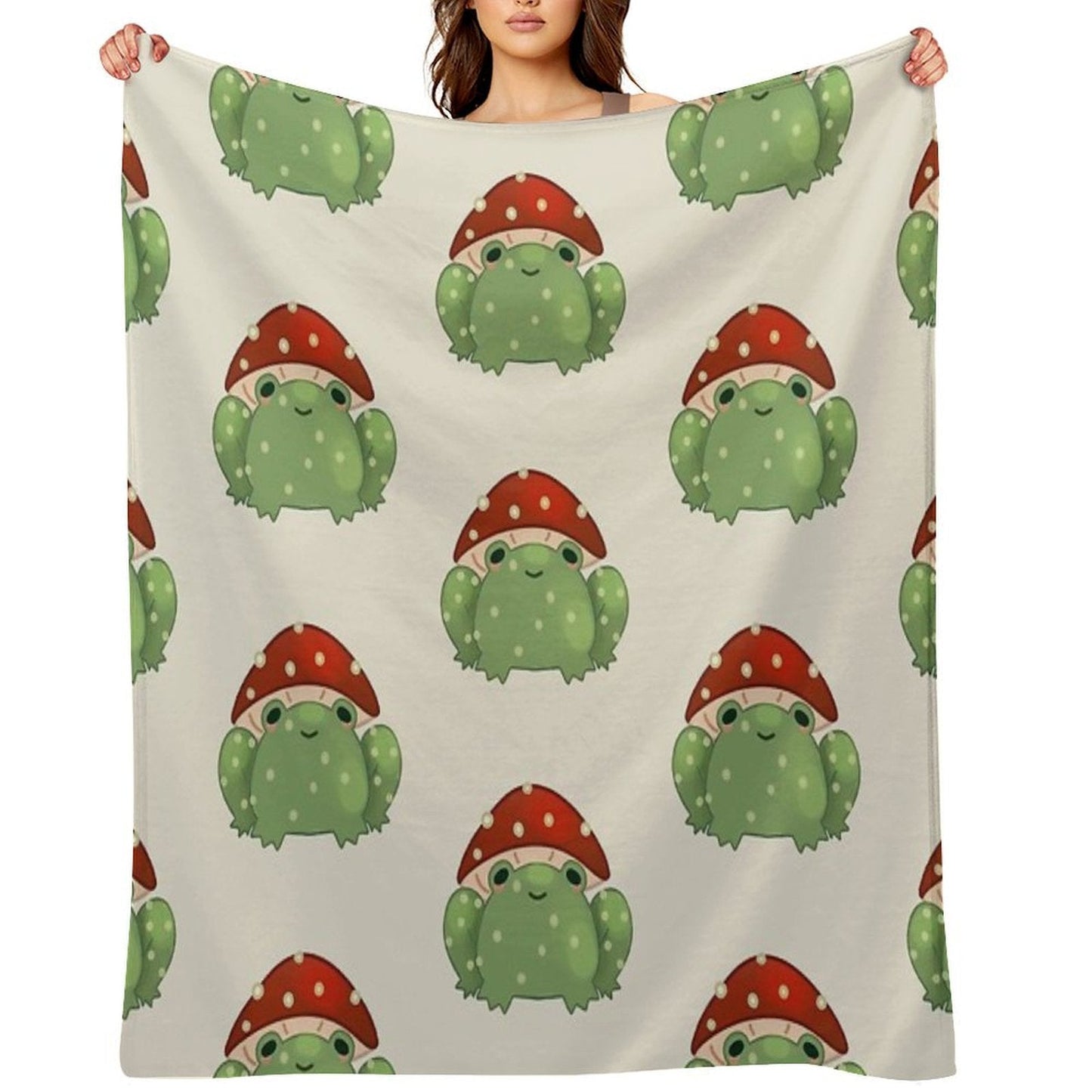 Mushroom Frog Throw Blanket