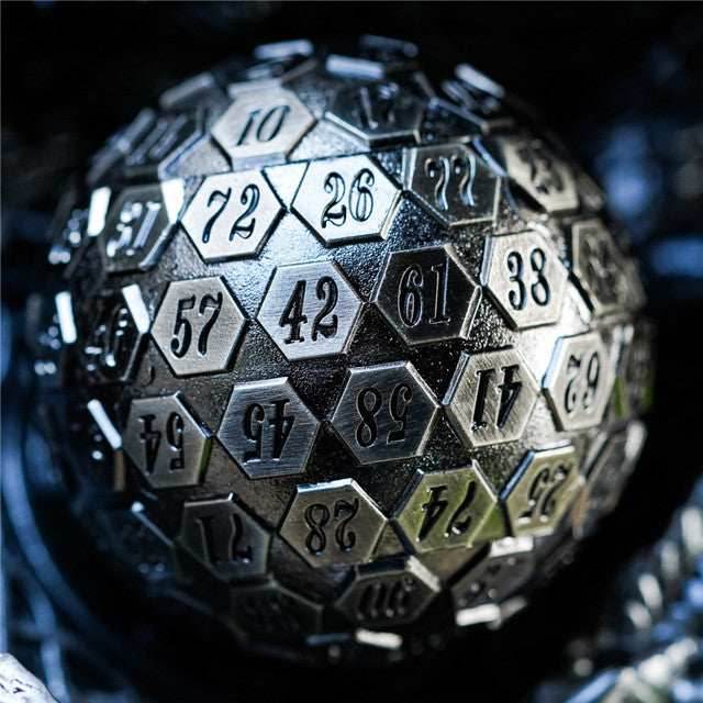 Silver Plated Ancient Metal d100 Dungeons and Dragons RPG - 