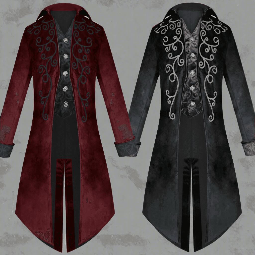 Steampunk Victorian Jacket Gothic Tailcoat Renaissance Men's - L / Solid color