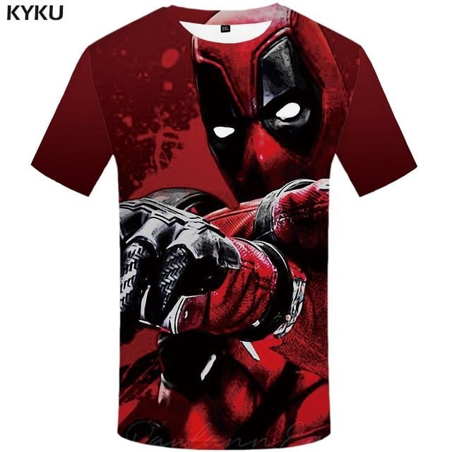 Badass Deadpool T shirt Men Blood T-shirts 3d Red Shirt Print War Anime Clothes Gothic Tshirt Printed-1