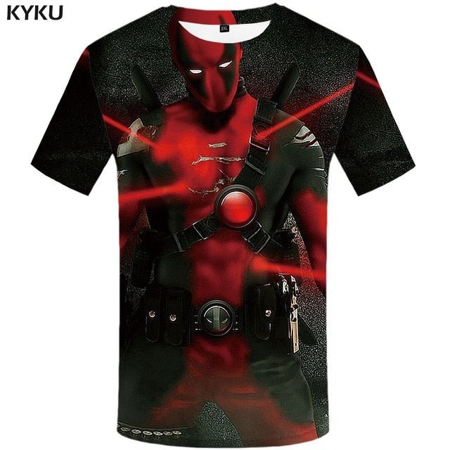 Badass Deadpool T shirt Men Blood T-shirts 3d Red Shirt Print War Anime Clothes Gothic Tshirt Printed-7