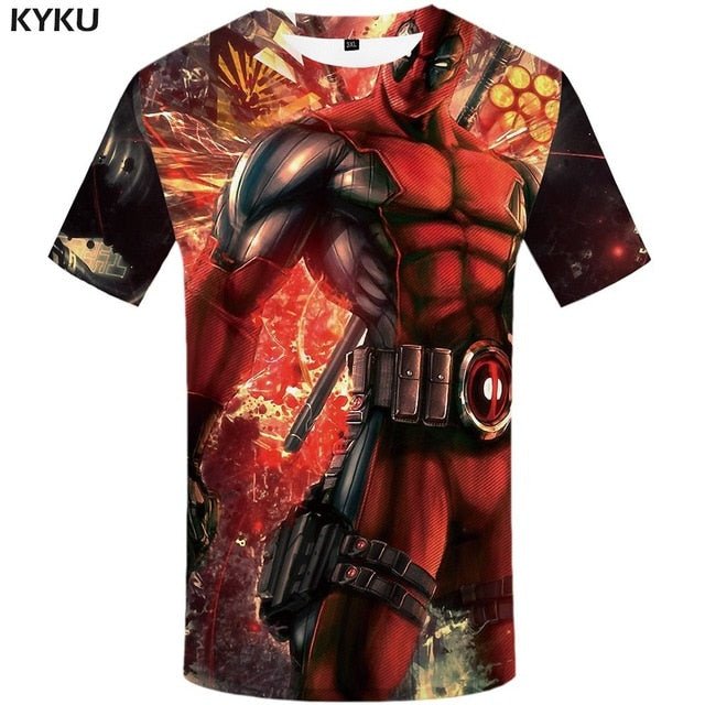 Badass Deadpool T shirt Men Blood T-shirts 3d Red Shirt Print War Anime Clothes Gothic Tshirt Printed-9