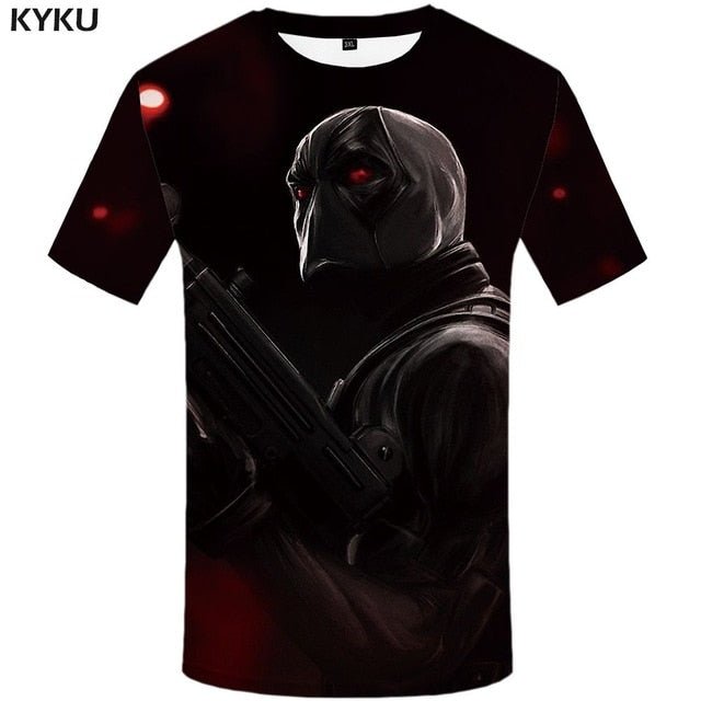 Badass Deadpool T shirt Men Blood T-shirts 3d Red Shirt Print War Anime Clothes Gothic Tshirt Printed-5