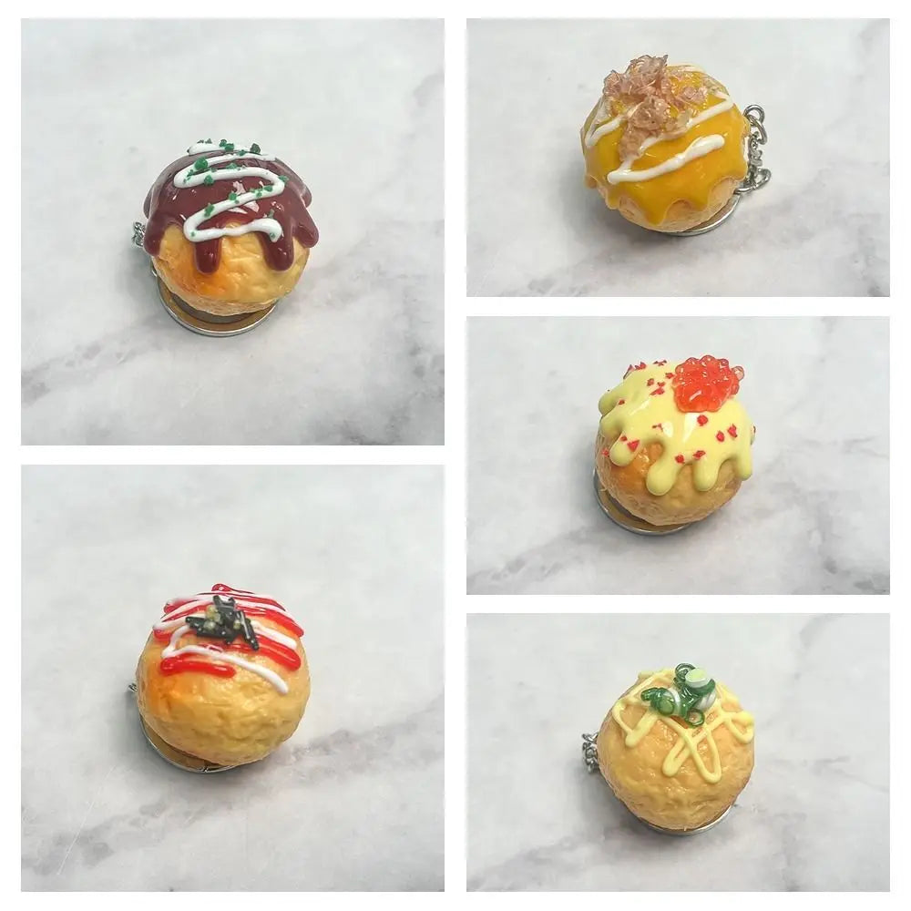 Bag Pendant Simulation Food Key Chain Funny Car Keychains Jewelry Accessories Takoyaki Pendant Charms PVC Keychain Couple