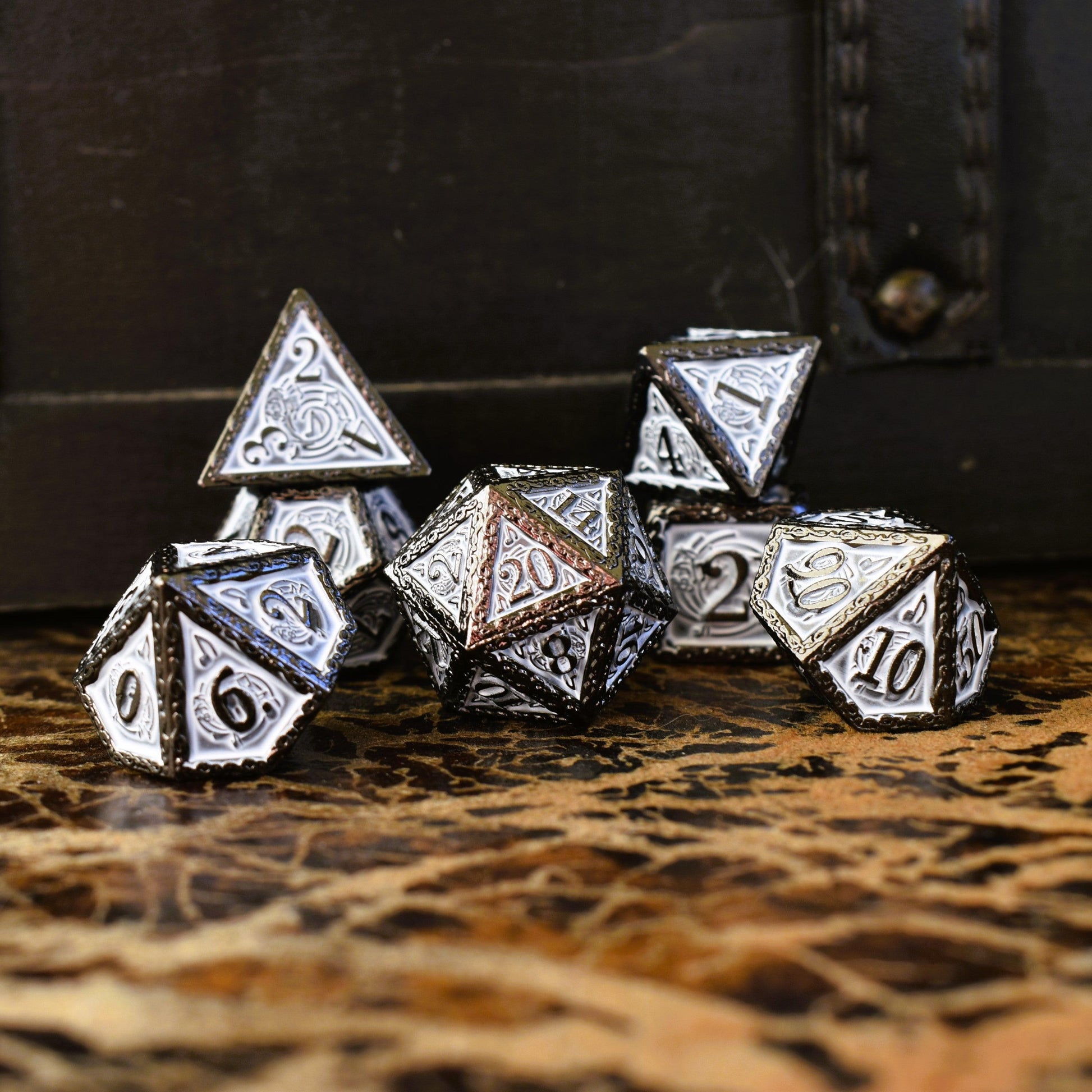 Ballad of the Bard Black and White Metal Dice Set