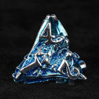 Balor Style - Silver Blue Dragon Head Metal Hollow dnd Dice Set