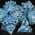 Balor Style - Silver Blue Dragon Head Metal Hollow dnd Dice Set