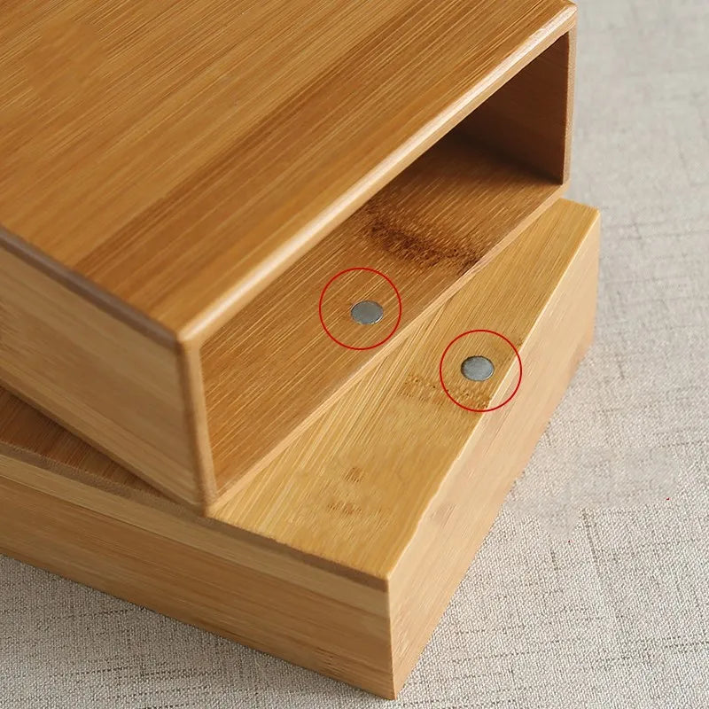 Bamboo and wood jewelry box small simple bamboo bracelets beads storage box Magnet switch Chinese Beautiful gift boxs