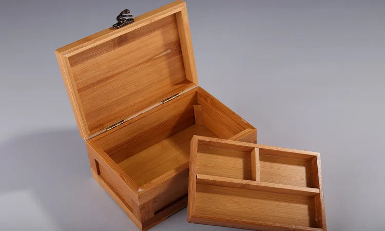 Bamboo Business Card Storage Box Wooden Jewelry Boxs Cotton Swab Key Storage Box Gift Storage Boxes & Bins