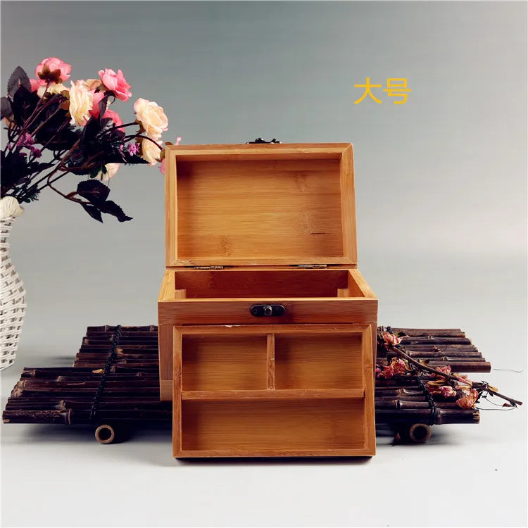 Bamboo Business Card Storage Box Wooden Jewelry Boxs Cotton Swab Key Storage Box Gift Storage Boxes & Bins