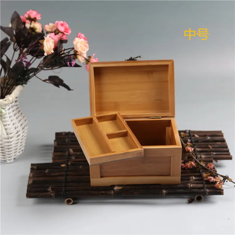 Bamboo Business Card Storage Box Wooden Jewelry Boxs Cotton Swab Key Storage Box Gift Storage Boxes & Bins