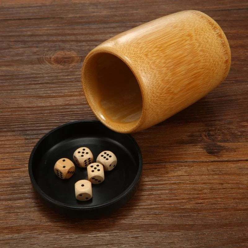 Bamboo Tube Dice Cup Wood Straight Tube KTV Bar Cup Manual Sieve Cup + Dice