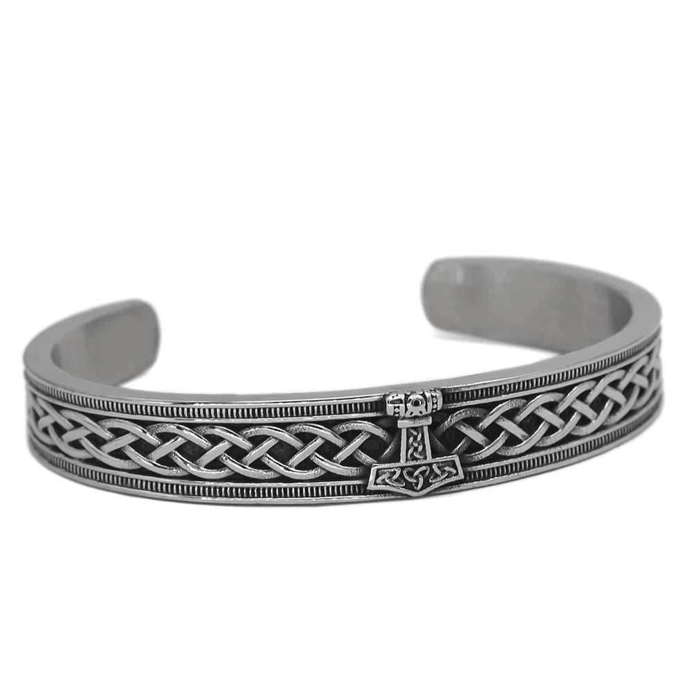 Vikings Thor's Hammer Stainless Steel Bangle Bracelet - Gold plated