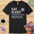 Bard T-Shirt – 'Eat, Sleep, Vicious Mockery, Repeat' - Navy / S