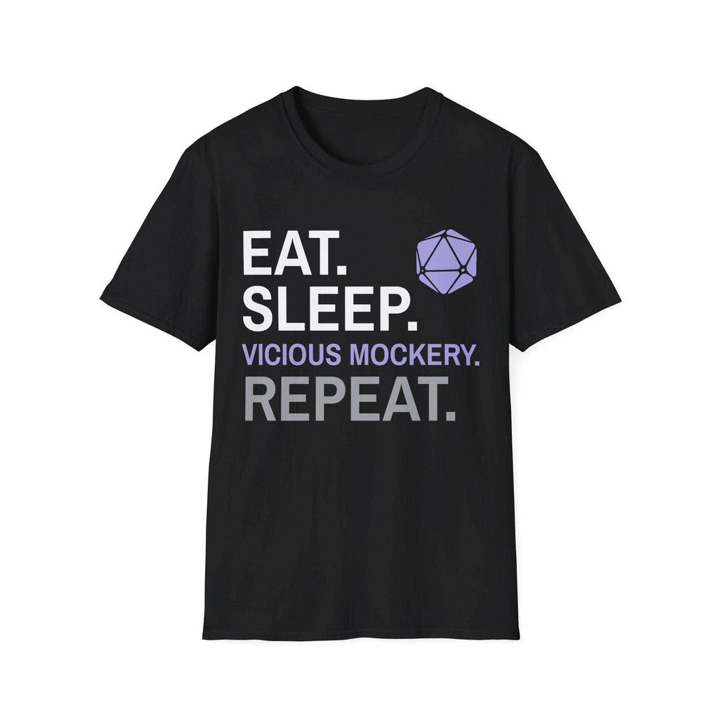 Bard T-Shirt – 'Eat, Sleep, Vicious Mockery, Repeat' - Black / S