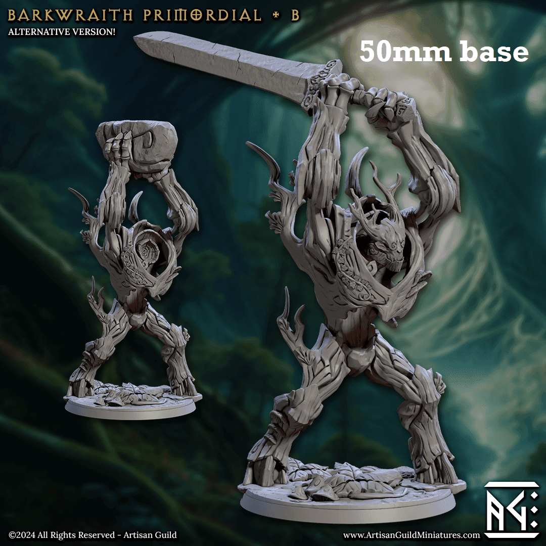 Barkwraith Primordial: Sculpt B (Forest Elemental) - With Head / Sword