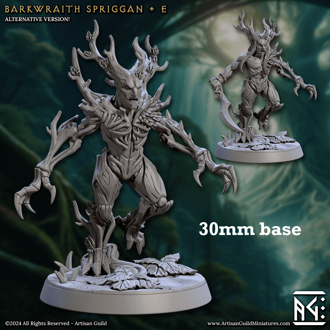 Barkwraith Spriggan: Sculpt E (Male Treefolk Warrior) - Treefolk Appearance / Claw