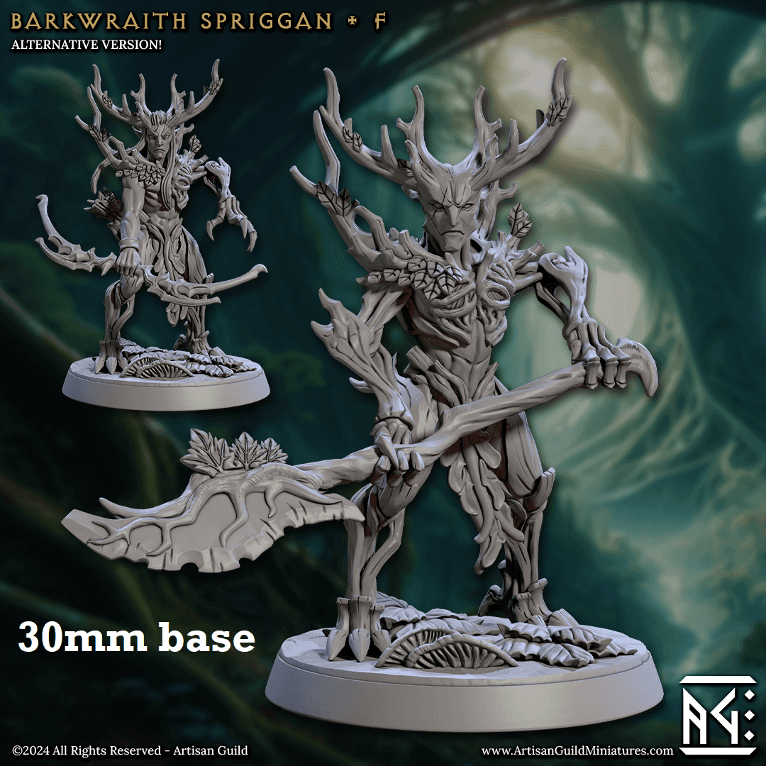 Barkwraith Spriggan: Sculpt F (Male Treefolk Ranger / Warrior) - Treefolk Appearance / Halberd
