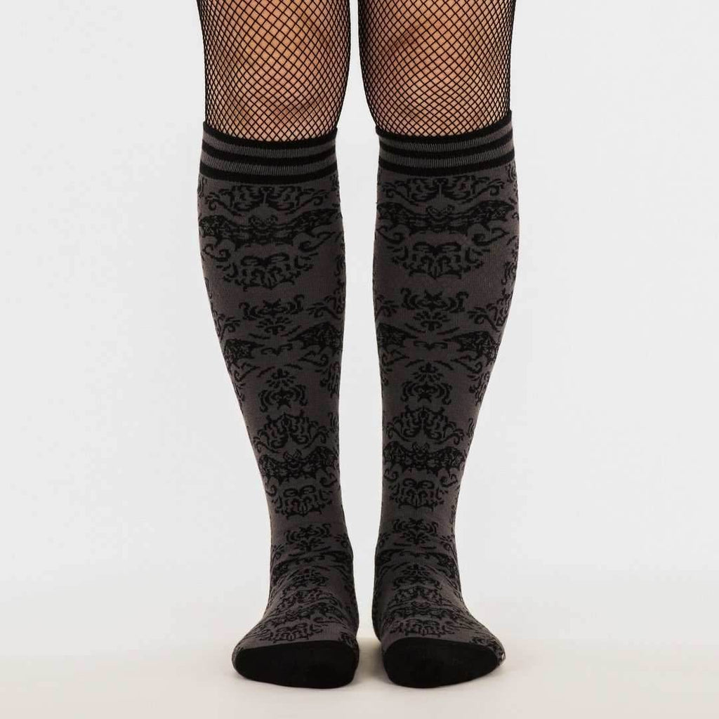 Bat Damask Knee High Socks - 
