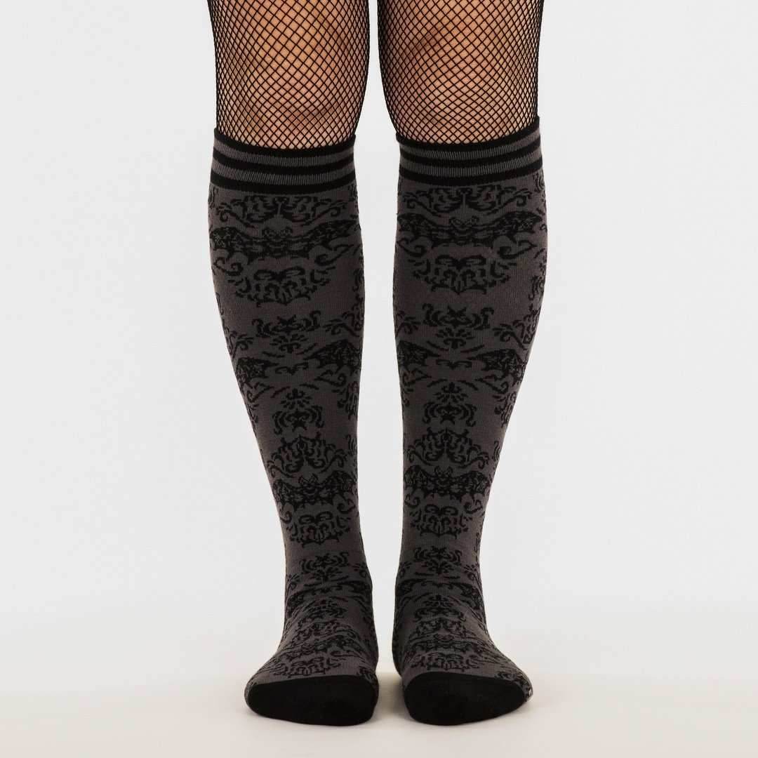 Bat Damask Knee High Socks - 