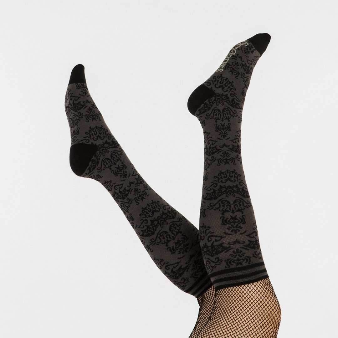 Bat Damask Knee High Socks - 