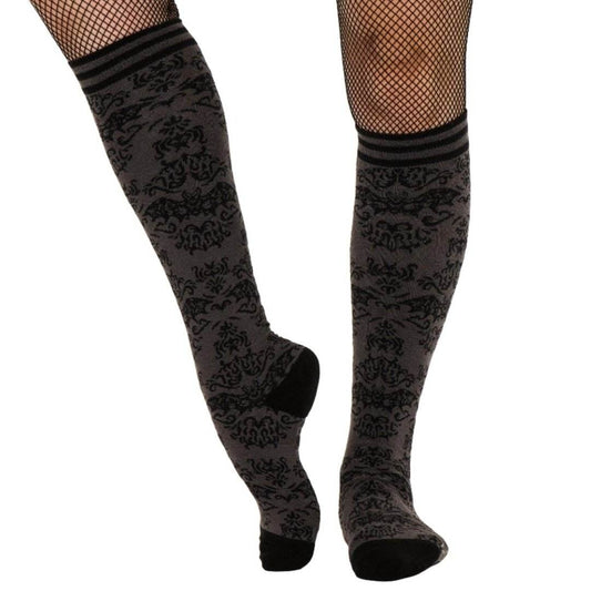 Bat Damask Knee High Socks - 