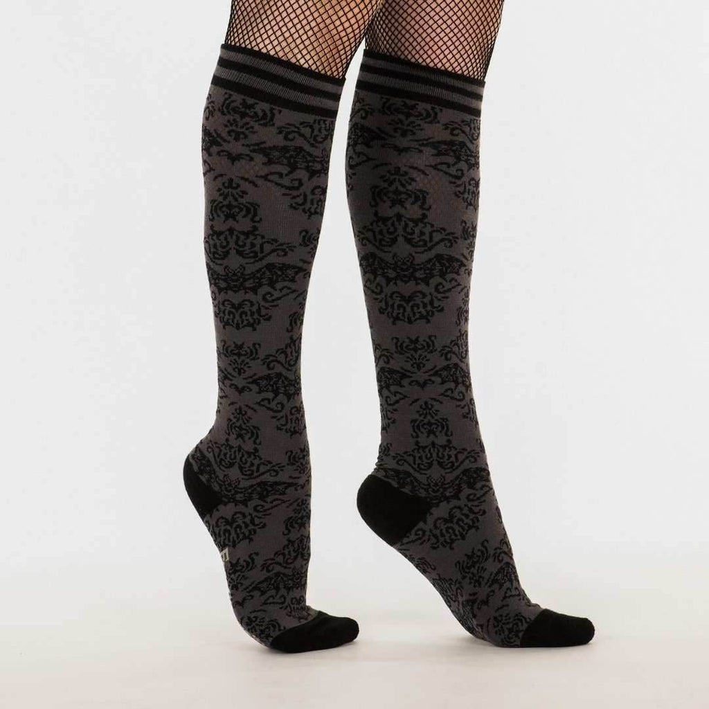 Bat Damask Knee High Socks - 