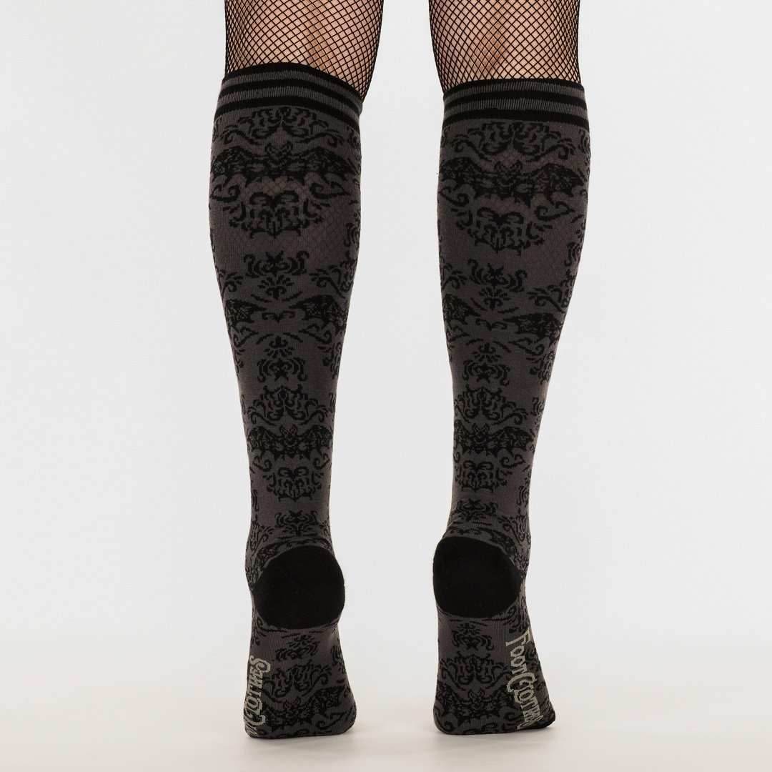 Bat Damask Knee High Socks - 
