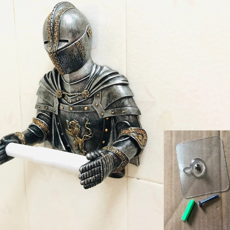 Bathroom Tissue Holder Medieval Statue Knight Toilet Paper Dispenser Free Standing Paper Towel Holder Home Decor