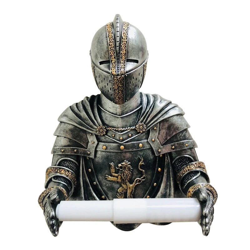 Bathroom Tissue Holder Medieval Statue Knight Toilet Paper Dispenser Free Standing Paper Towel Holder Home Decor