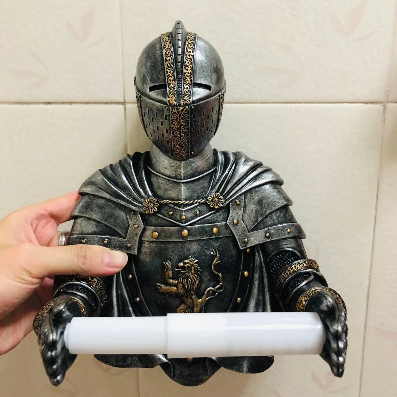 Bathroom Tissue Holder Medieval Statue Knight Toilet Paper Dispenser Free Standing Paper Towel Holder Home Decor