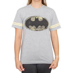 Batman Distressed Logo Striped Sleeves T-shirt - S