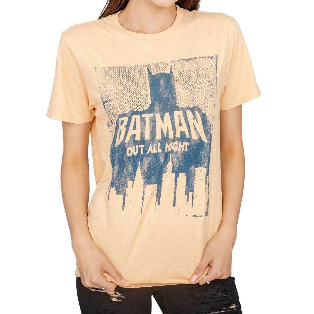 Batman Out All Night Beach Peach Adult Tee - S
