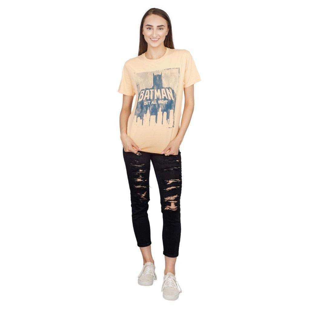 Batman Out All Night Beach Peach Adult Tee - S