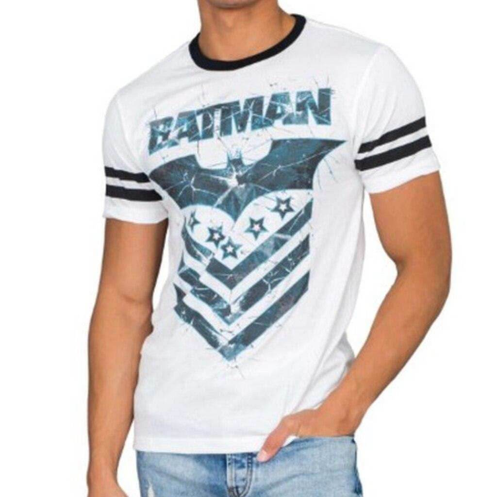 Batman The Dark Knight Arrow Logo White Mens T-Shirt - S