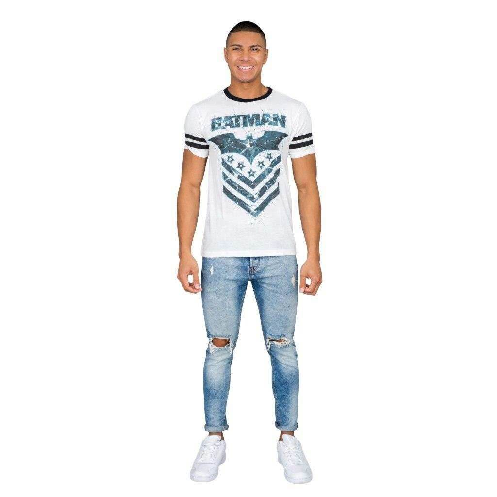 Batman The Dark Knight Arrow Logo White Mens T-Shirt - S