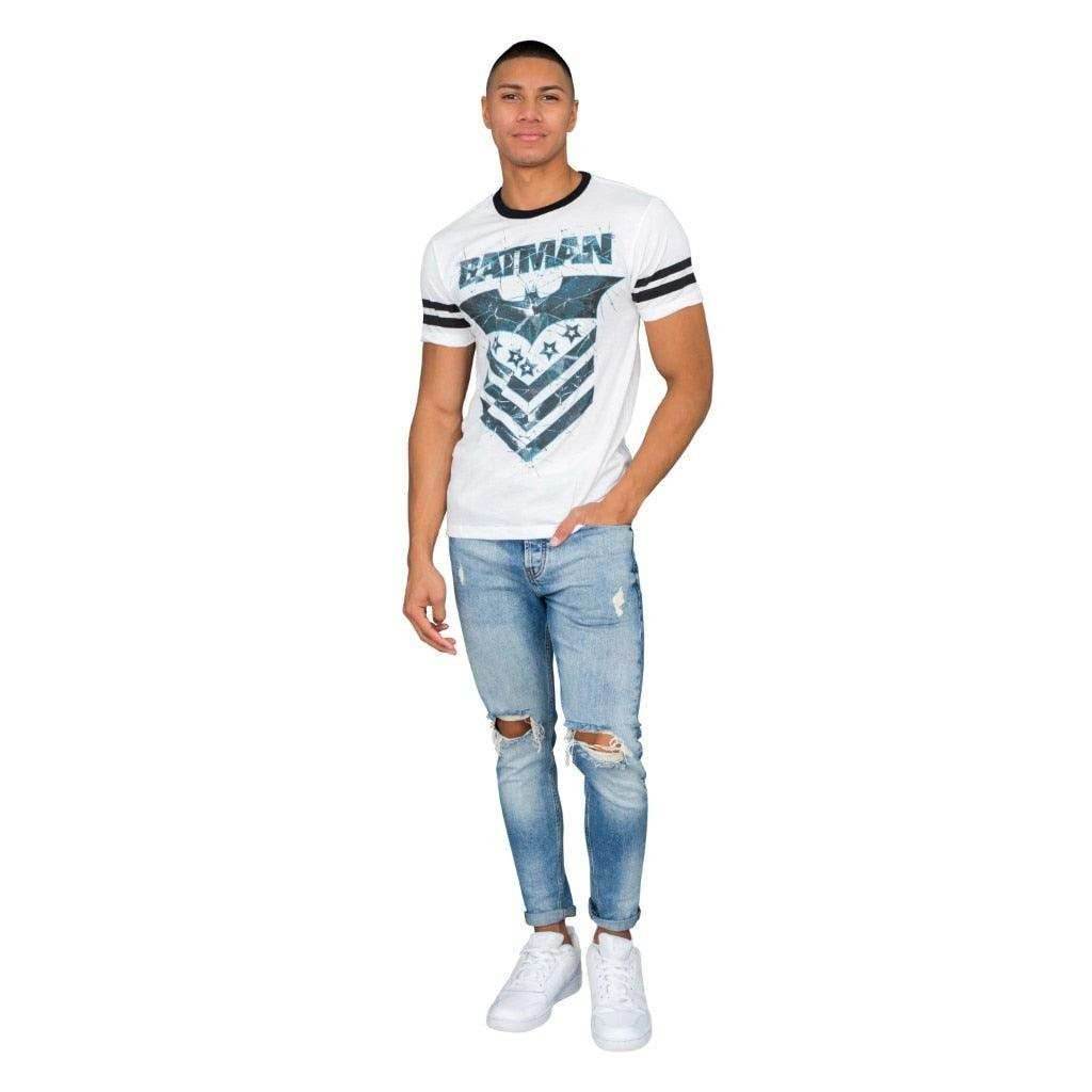 Batman The Dark Knight Arrow Logo White Mens T-Shirt - S