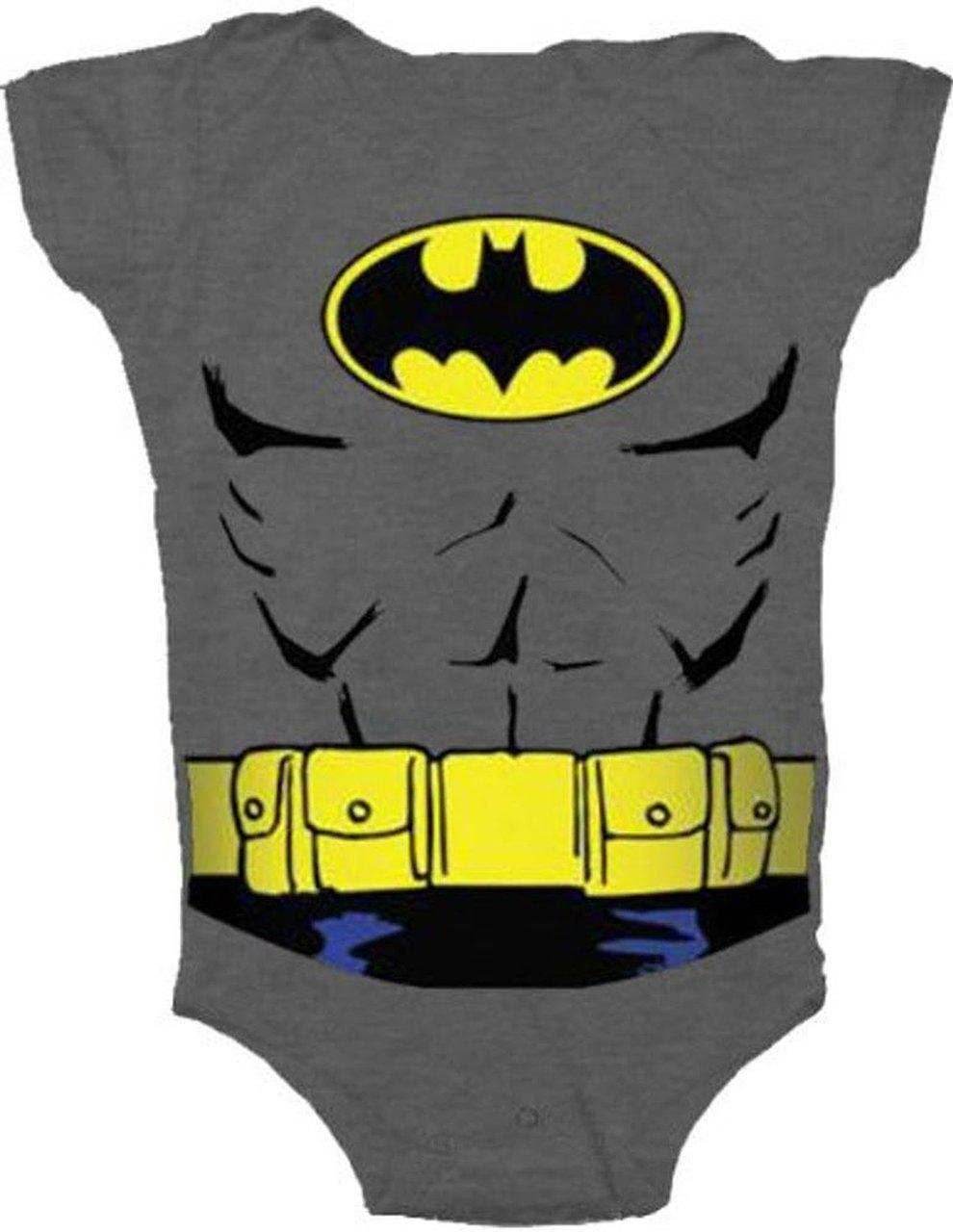 Batman Uniform Costume Charcoal Gray Snapsuit Infant Onesie Baby Romper - 6 Mo