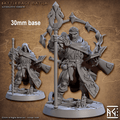Battlemage Matija (Male Human Sorcerer) - With Hood & Helmet / Grimoire With Spell / Sword