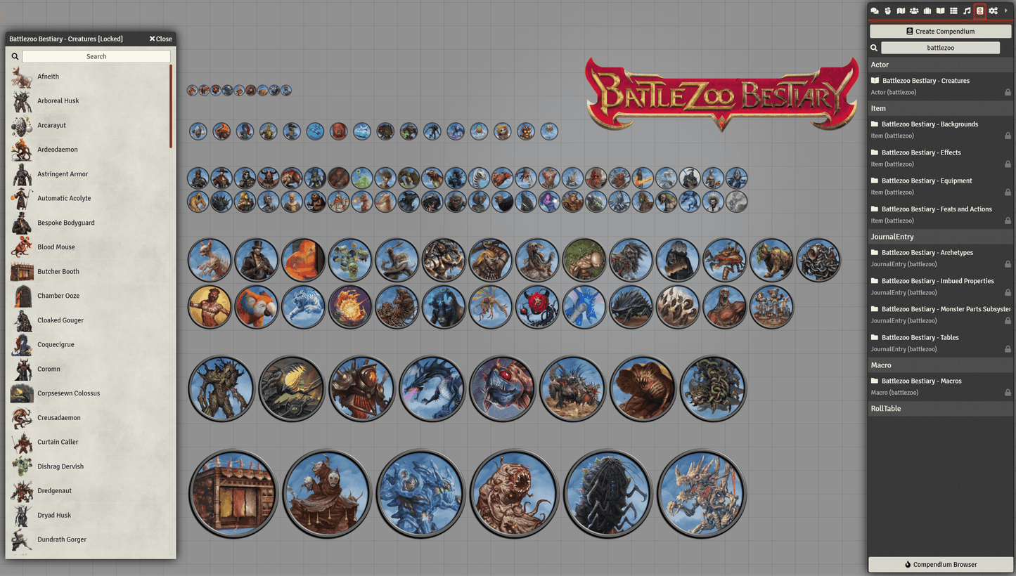 Battlezoo Bestiary for Foundry VTT - Pathfinder 2nd Edition / Foundry VTT Module Only