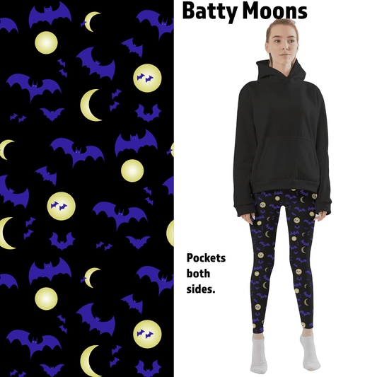 Batty Moon Leggings with Pockets - XXS-XS = Tween