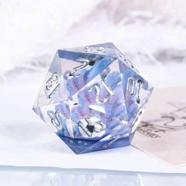 Purple Beholder 22mm D20 DND Roll a D20 Dice Handmade Sharp Resin - 