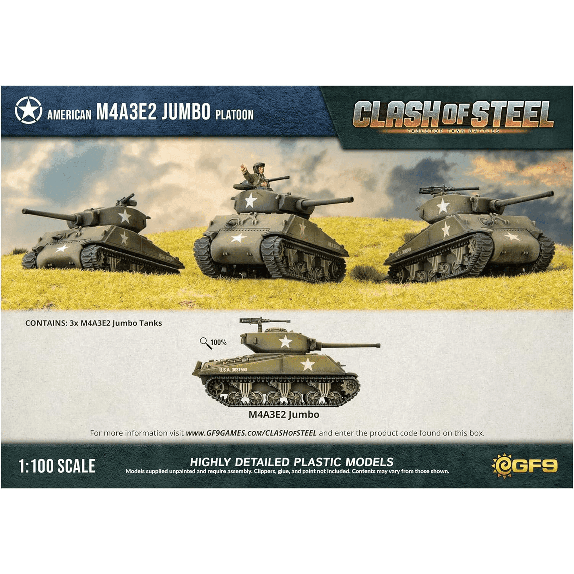 Clash of Steel - American: M4A3E2 Jumbo Platoon - 