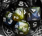 Yellow & Blue w/white Galaxy Glitter 7-Dice Set RPG - 