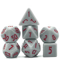 Grey Homage 7-Dice Set w/Red Numbers Minimalist - 