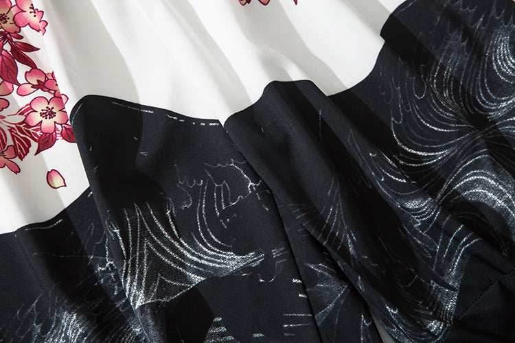 YC135 Pink Flowers Lightweight Pants - White / S