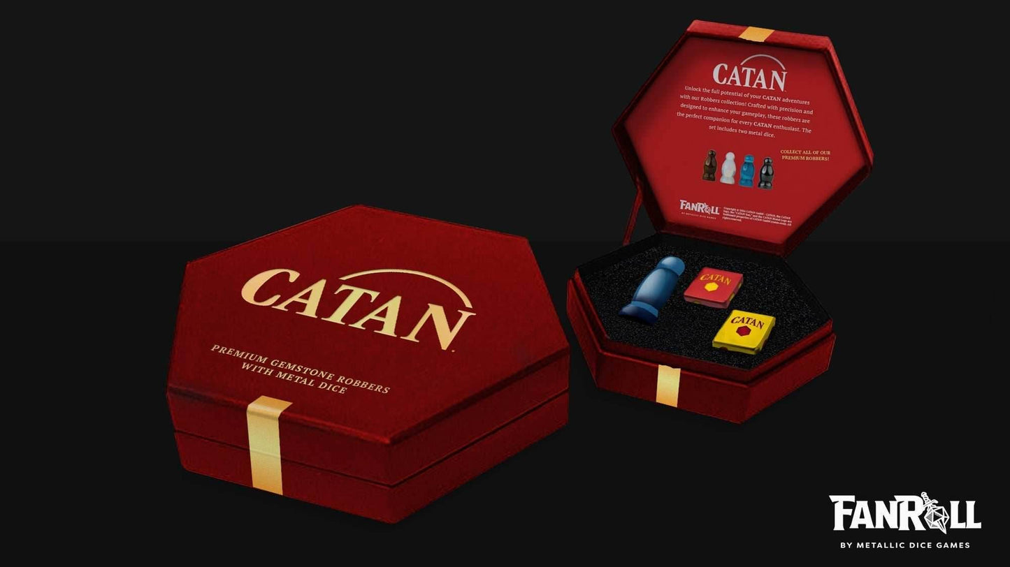 CATAN Official Premium Robber & Metal Dice Set - Aquamarine