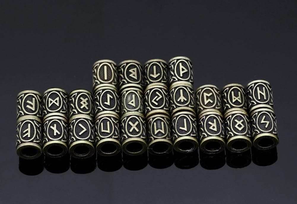 Vikings Rune Beard & Hair Beads Set - Gold
