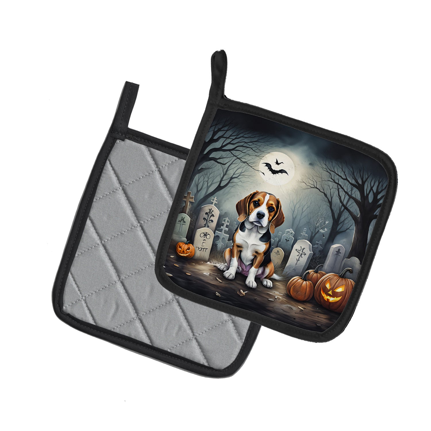 Beagle Spooky Halloween Pair of Pot Holders Kitchen Heat Resistant Pot Holders Sets Oven Hot Pads for Cooking Baking BBQ, 7 1/2 x 7 1/2